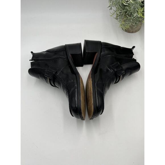 Rider Burns Vintage Black Patent Leather Stacked Heel Ankle Boots Sz 38.5/US 8 - Picture 10 of 16